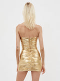 Diynav Women's New Sexy Body-Wrapped Breast-Wrapped Sling Skirt Dress With Wrinkles And Hips Skirt Banquet Dress