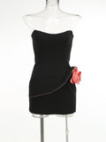 Diynav Women's New Sexy Out-To-Shoulder-To-Shoulder-Wear Skirts With Flowers Decorating Temperament Dress Dress