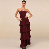Diynav Fashion Sexy Temperament Women's Pure Color Sleeveless Breasts To Take The Folding Lotus Leaf Side Dress Girl