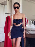Diynav Women's Sexy Hollow Bra Dress Temperament Flower Decoration Irregular Dress Dress Dress Dress Dress Dress Dress