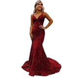 Diynav Ball Dress Body-Bagged Fishtail Small Tail Evening Dress Fine Shoulder-Band V-Neck Party Dress