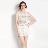 Diynav Knitted Knitted Vest Women's Korean Version Of Loose Tuk Tuk Tat + Babes Shorts Two Sets