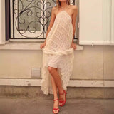 Diynav Niche Irregular Splicing Skirt Retro Thin Sling Skirt