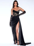 Diynav Summer New High-End Women's Sexy High Open Fork Breast Dress Lace Bump Dress Dress Dress