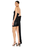 Diynav Women's Glide Sexy Bag Butt-Meared Thoracic Dress Can Be Removed Large Bow Decorative Dress Dress
