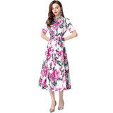 Diynav Women's Dress 2025 Summer New Collection Of Thin Temperament Print Big Swing Shirt Dress