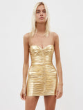 Diynav Women's New Sexy Body-Wrapped Breast-Wrapped Sling Skirt Dress With Wrinkles And Hips Skirt Banquet Dress