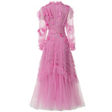Diynav Industry Lien Clams Nail Pearl Three-Dimensional Flower Pink Round-Necked Princess Dress Dress Dress Famous Spring And Summer Woman 2025