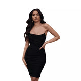 Diynav Summer Women's New Night Club Side By Shoulder-Collar Net Yarn In The Chest Dress Dress Summer