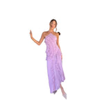 Diynav For High-End Chiffon Dress Women Lotus Edge Folding Design Thin Long Dress Fast Fashion