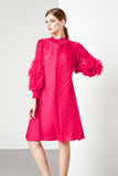 Diynav Design Feeling Flower Sleeve Dress Women's New Spring And Autumn Folds Large Size Loose Mother Dress Long