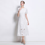 Diynav Niche High-End Water-Soluble Lace Dress Light Luxury Elegant Temperament Hollow Embroidery Embroidery Dress