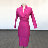 Diynav Deep V-Neck Fashion Trendy Long Sleeve Banded Dress With High-End Banquet Evening Dress
