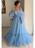 Diynav 2024 New Women's Shoulder Mesh Yarn Long-Sleeved Wedding Dress Dress New