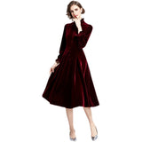 Diynav At The New Women's Elegant And Fashionable Court Style Hepburn Long-Sleeved Velvet Dress In Autumn And Winter 2025