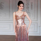 Diynav Dress Dress Dress Women Senior Sense Flashing Slings Bridal Banquet Host High-End Light Luxury Niche