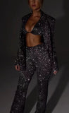 Diynav And Summer New Women's Clothing Hot Selling Solid Color Sequin Fashion Casual Set Shirt Underwear Straight Trousers