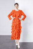 Diynav And Summer 2024 New Dress Press Folding Leaves Side Three-Dimensional Decoration Loose Fashion Elegant Long Dress Commuter Women's Clothing