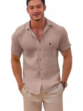 Diynav Men's Linen Short-Sleeved T-Shirts For Free-Fitting Sweatshirts For Men's Short-Sleeved Cotton Shirts Beach Plus-Size Men's Short-Sleeved Shirts