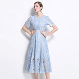 Diynav Niche High-End Water-Soluble Lace Dress Light Luxury Elegant Temperament Hollow Embroidery Embroidery Dress