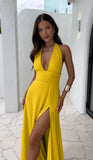 Diynav 2024 Women's New Fashion High-End Temperament Hanging Neck Sexy Open-Puck With Solid Color Dress Women