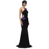 Diynav Niche Butterflies Hanging Neck Hollow Dress With Bare Back Thin Fishtail Dress Long Dress Beach