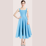 Diynav Hepburnian Niche Temperament Retro Sling With Large Hem Pendulum Sling Dress Fluffy Dress Dress