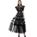Diynav Industry Embroidery Round Collar Leaf Sleeve Net Dress Long Princess Dress Women's New Summer And Autumn 2025