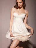 Diynav Women's Summer New Sexy Sling Wrapped Breast Fluffy Dress High-End Temperament Mesh Lined Dress