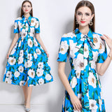 Diynav Women's Dress 2025 Summer New Collection Of Thin Temperament Print Big Swing Shirt Dress