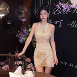 Diynav Dress Gentle High-End Light Luxury Niche Dress French Heavy Industry Nail Bead Banquet Adult Birthday Dress
