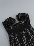 Diynav And Winter New Sexy Hottie Dress Body Squint Flowers Ass Banquet Breast-Scaring Dress