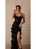 Diynav And Summer Sexy Bare Back Sling Lace Perspective Shoulder Wave Repair Side Of The Skirt Dress