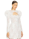 Diynav Fashion Elegant Shoulder Long Sleeve Two-Set Lace Sexy Nail Beads Sling Dress