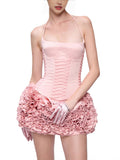 Diynav Flower Boa Thorn Skirt Three-Dimensional Ponbo Skirt Adjustable Strap Design Brat Tight Elastic Two Sets