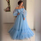 Diynav 2024 New Women's Shoulder Mesh Yarn Long-Sleeved Wedding Dress Dress New