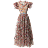 Diynav Industry Lily Lotus Leaf Sleeve Print Dress Long Dress Summer Autumn Women's New 2024