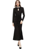Diynav Industry Nails Sexy Hollow Long-Sleeved Fishtail Princess Dress Dress Women's Spring And Summer New 2024