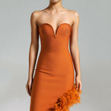 Diynav Dress With Chest V-Neck Sexy Bare Shoulder Feathers Open Name Girl With A Dress Girl