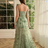Diynav Bridesmaid's Suit Slings Linden With Forked Temperament Sexy Evening Dress Lace Mesh Dress