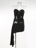 Diynav Women's New Sexy Shoulder Hollow Dress Metal Buckle Decoration Ribbon Bag Ass Dress Dress Dress Woman