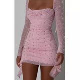 Diynav Sexy Party Female Nail Bead Design Feeling Body-Body-Suited Toss Dress