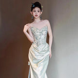 Diynav Engagement Banquet Evening Dress Female Senior Sense Light Luxury Niche Design Smeared Bride's Chinese Morning Gown Toasting