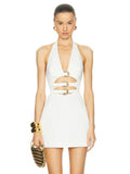Diynav Sexy Hollow Hanging Back Hanging Neck Dress Metal Decorative Temperament Dress Skirt Skirt Skirt