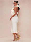Diynav Band Strap Dress Evening Dress High-End Dress Direct Hanging Neck Big Flower Dress New