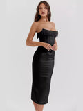 Diynav Sales Of New Sexy Solid Color Sleeveless Shoulder Pearl Fish Bone Dress Dress Women's Dress