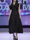 Diynav Niche Design Shoulder Bow Design Feel Dress To The Waist Of The Thin Swing Dress 100-Fold Dress Dress