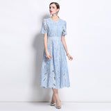 Diynav Niche High-End Water-Soluble Lace Dress Light Luxury Elegant Temperament Hollow Embroidery Embroidery Dress