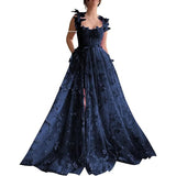 Diynav Bridesmaid's Suit Slings Linden With Forked Temperament Sexy Evening Dress Lace Mesh Dress