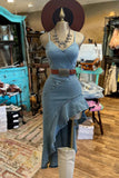 Diynav New Sling Gile High-Sclam High-Up To Repair The Fork With The Slanted Leaf Side Of The Denim Dress